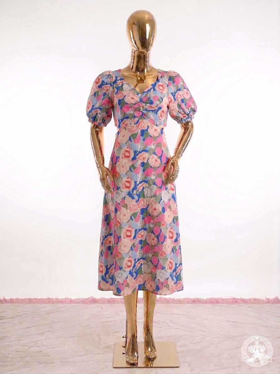 Watercolor Dream Cut-Out Midi Dress – size 10