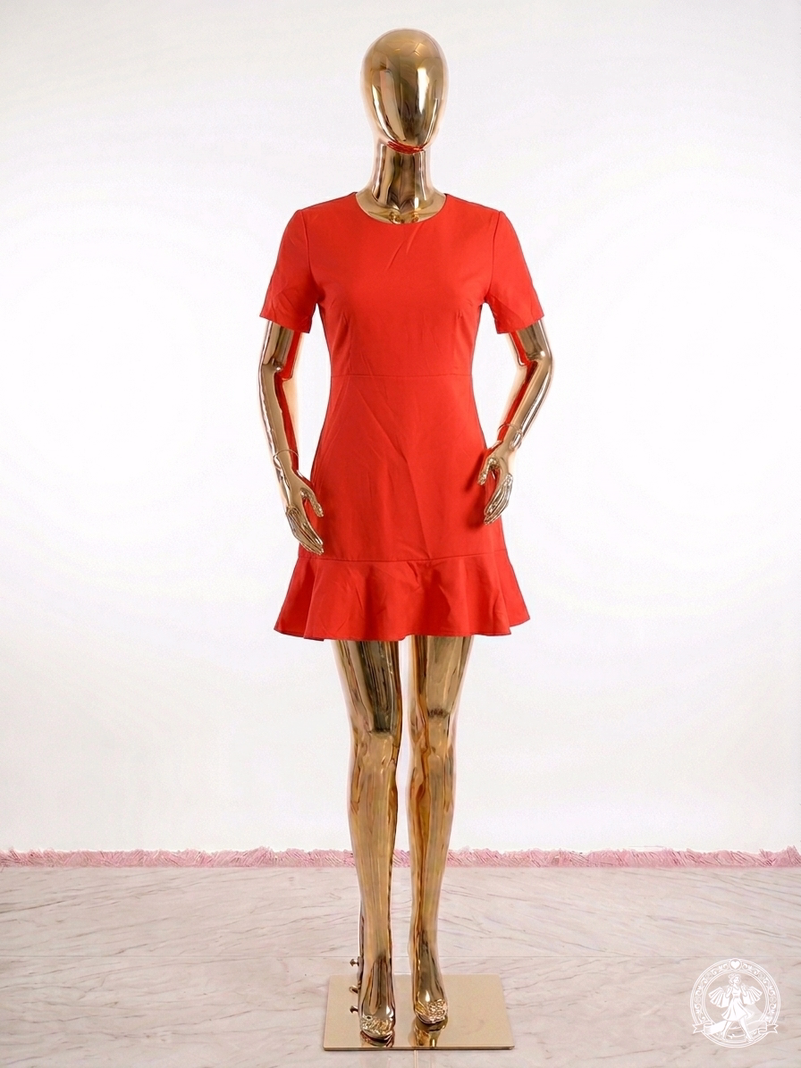 Vibrant Orange Ruffle-Hem Shift Dress- size 4 and 6